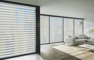 Designer banded motorized roller shades installation in denver co