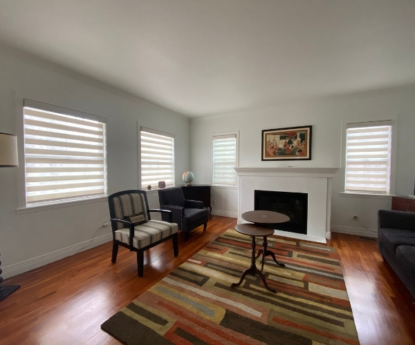 Motorized designer banded shades installation in denver office