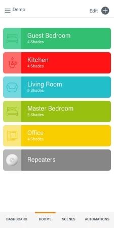 PowerView App Rooms Tab for smart blinds