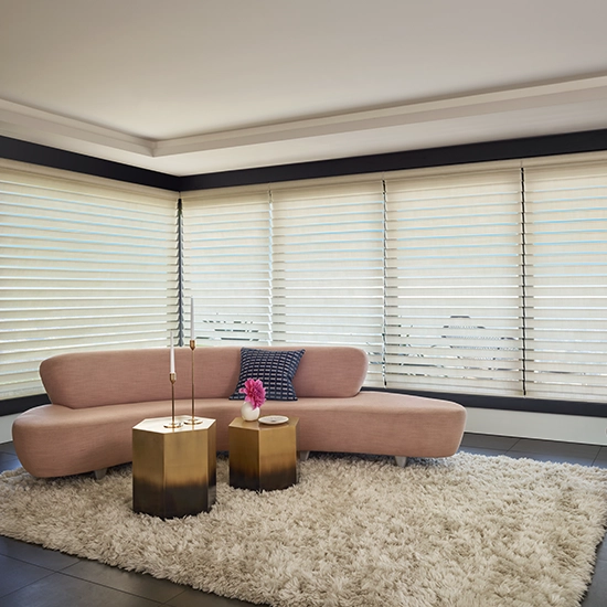 Sheer Blinds On Large Living Room Windows Of Home In Parker Colorado