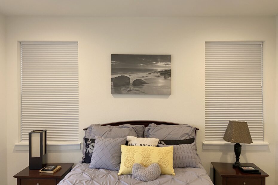Can Blackout Shades Work with Blinds? - Hunter Douglas Applause Cellular Shades with Room Darkening fabric for Colorado bedroom