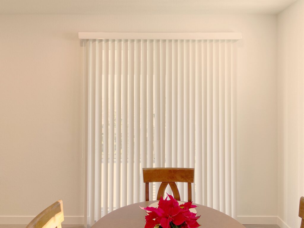 Hunter Douglas Vertical Solutions Vertical Blinds with Wand Control and Right Stack Vertical for sliding glass patio door