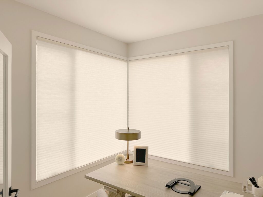 Hunter Douglas Applause Cellular Shades with PowerView Automation and Light Filtering fabric for Colorado home office