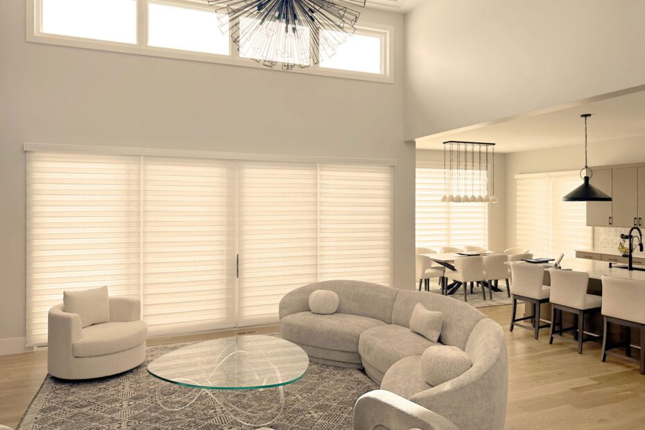 Hunter Douglas Designer Banded Shades with custom clutch operation and light filtering fabric