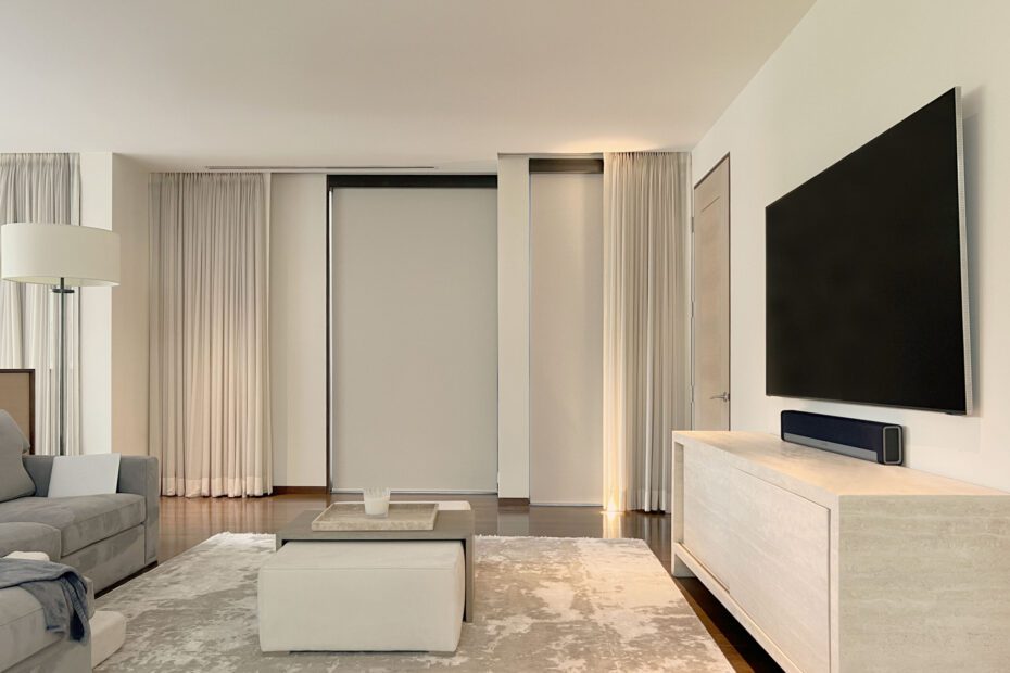 Hunter Douglas Designer Roller Shades with PowerView automation and room darkening fabric