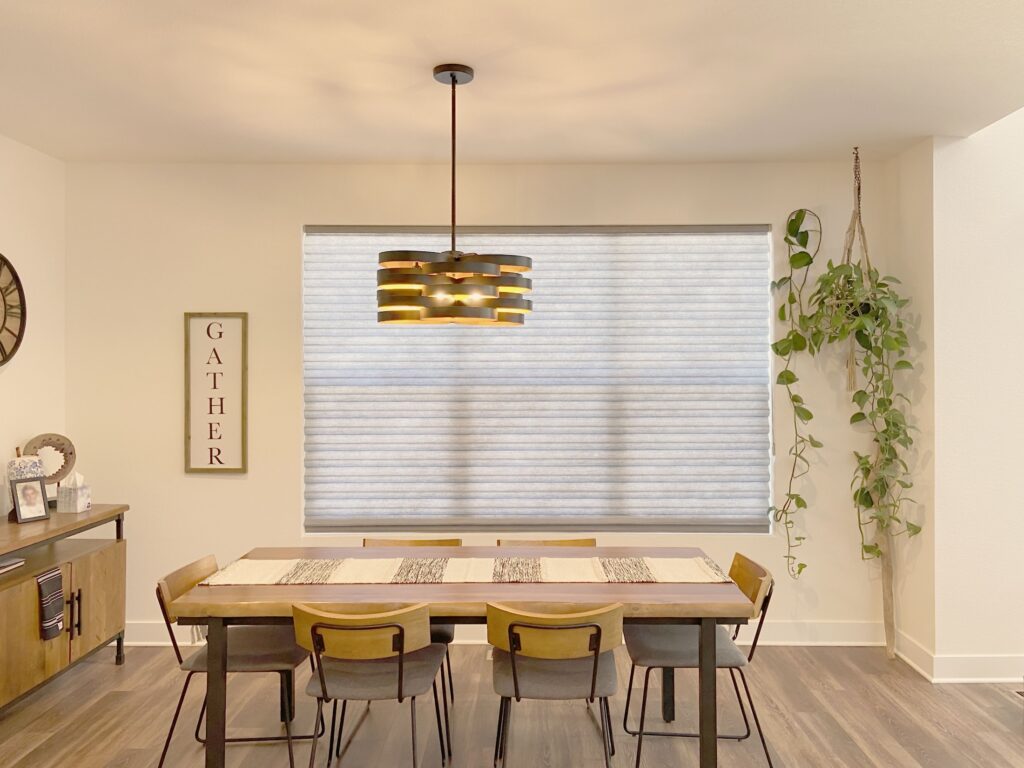 Hunter Douglas Solera Shades with EasyRise and Light Filtering Features for Colorado dining room