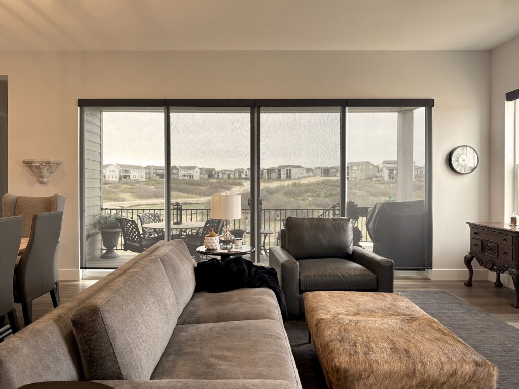 Best motorized solar shades for large patio glass doors in Colorado home