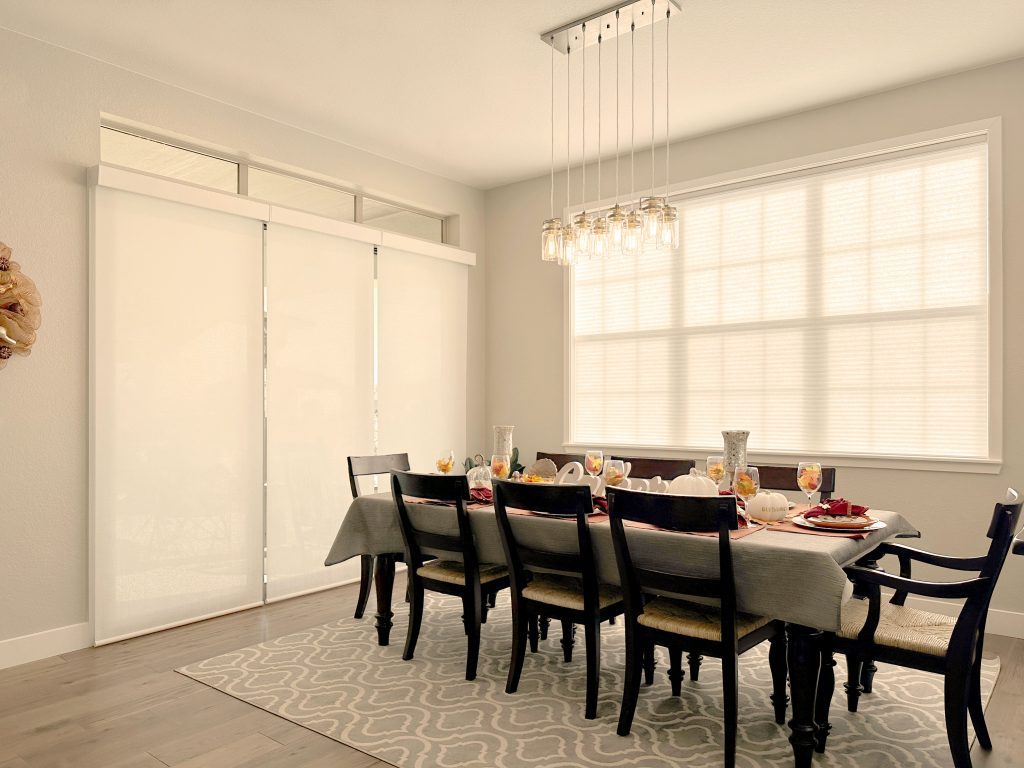 Hunter Douglas Duette Cellular Shades and Designer Roller Shades with PowerView Automation, Top-Down Bottom-Up functionality, and light filtering fabrics for Boulder home