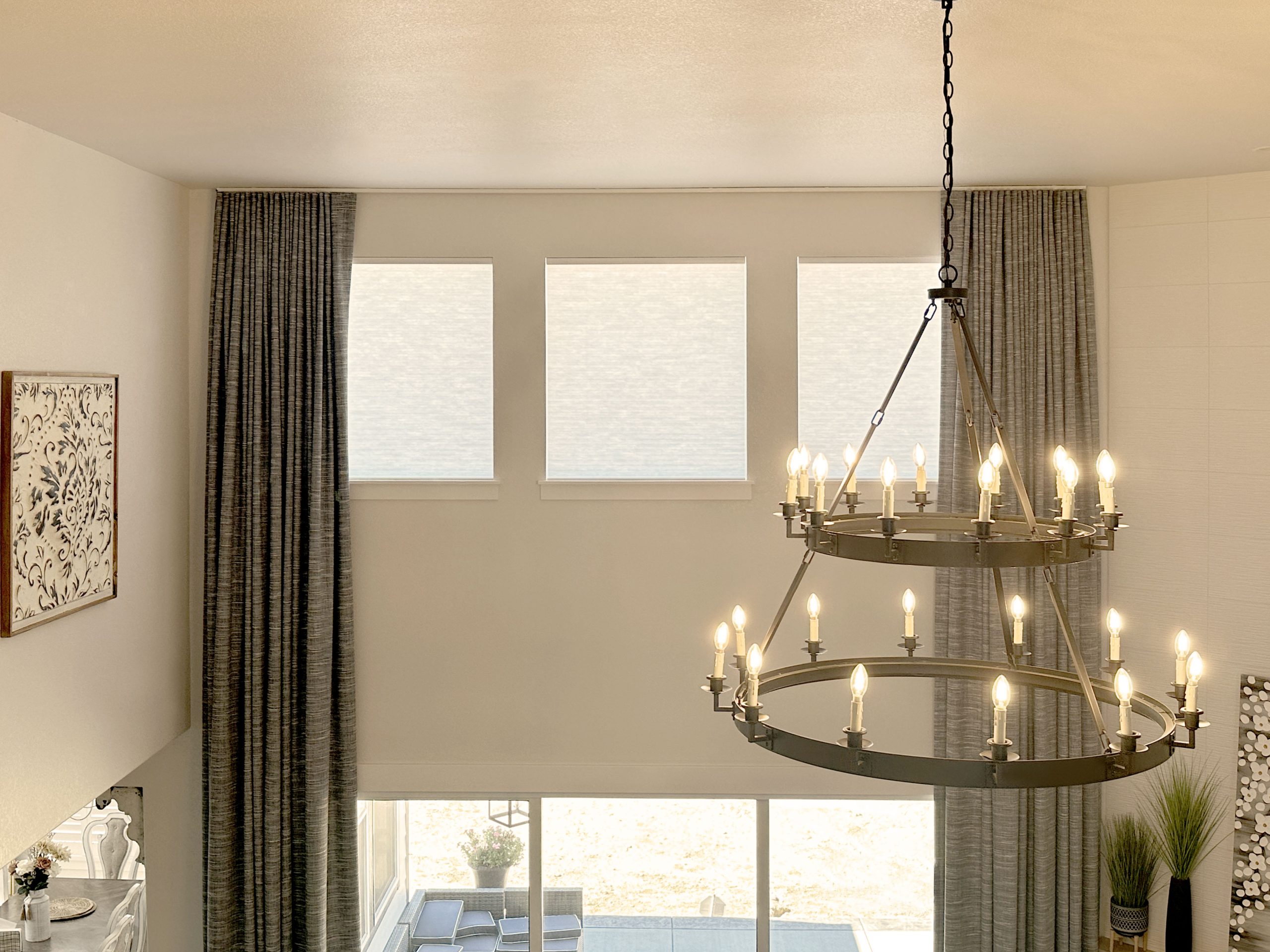 Hunter Douglas Applause Cellular Shades with PowerView Automation and light filtering fabric in Centennial homes