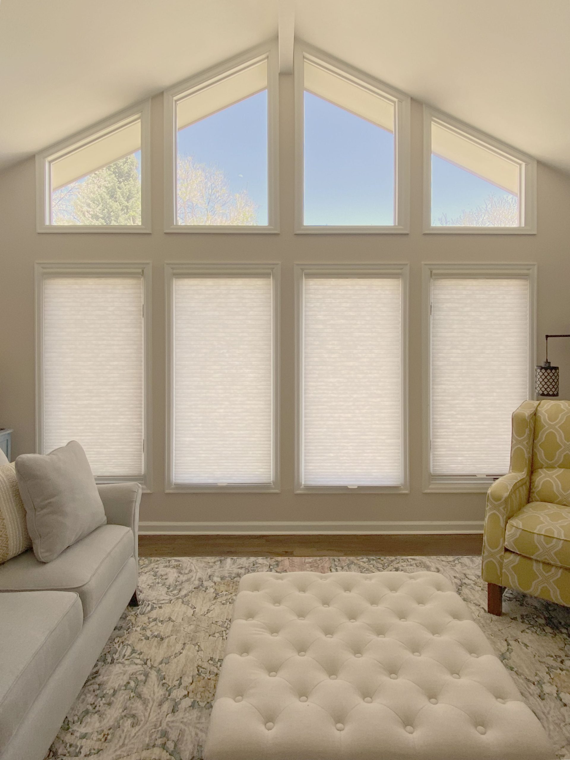 Hunter Douglas Applause Cellular Shades with LiteRise operation and light filtering fabric in Centennial homes