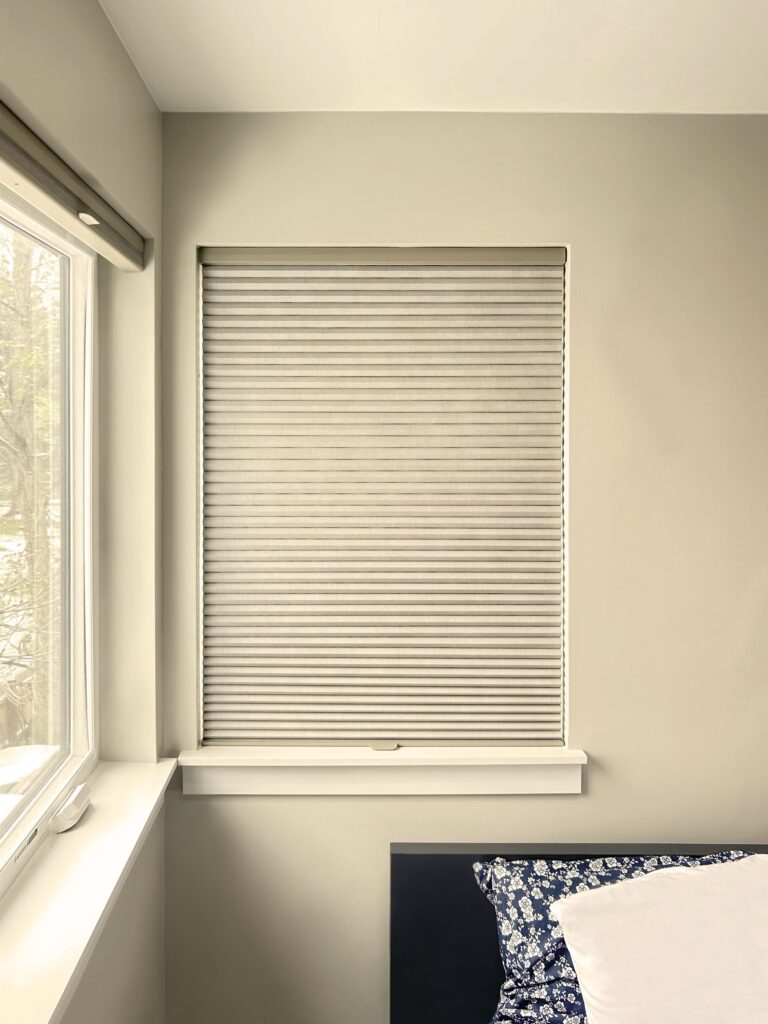 Hunter Douglas Applause Cellular Shades with LiteRise and Room Darkening fabric installed in Aurora CO Home