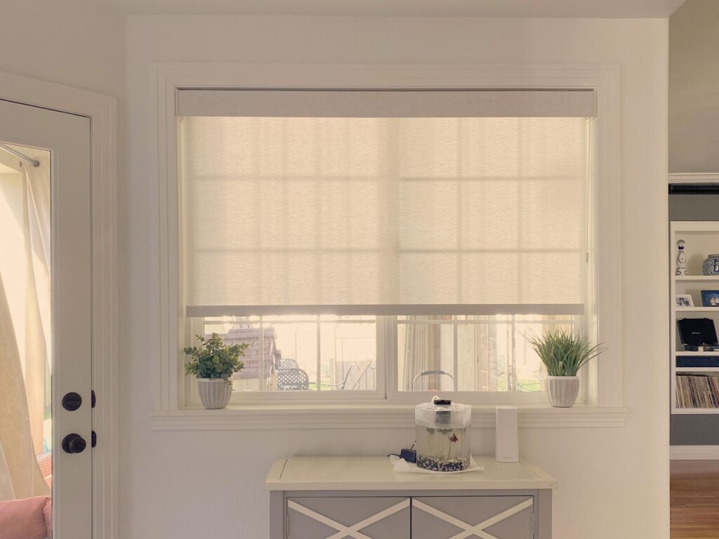 Hunter Douglas Designer Roller Shades with Custom Clutch and Light Filtering fabric for Aurora home