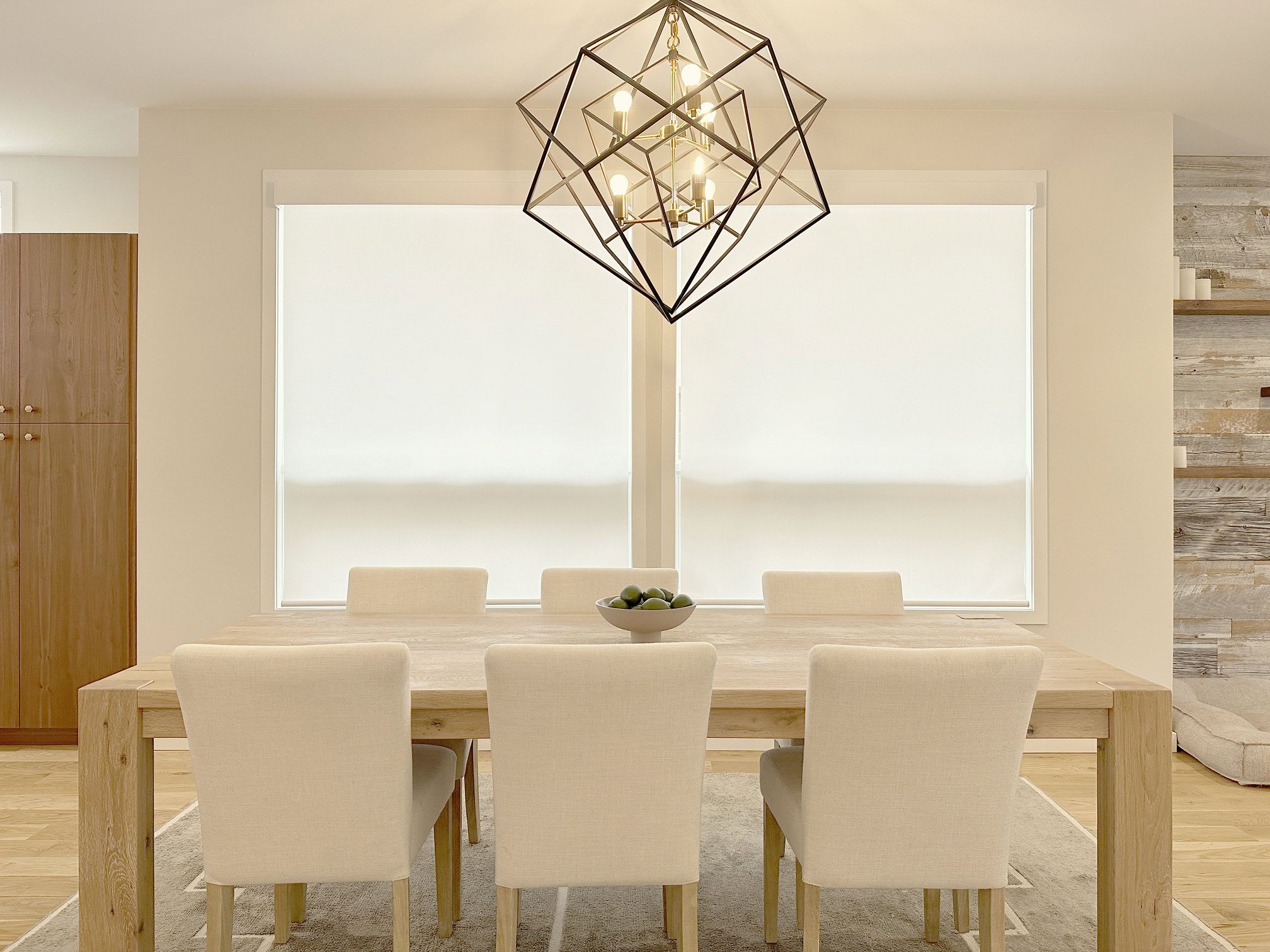 Hunter Douglas Designer Roller Shades with motorized and light-filtering features installed in Centennial home