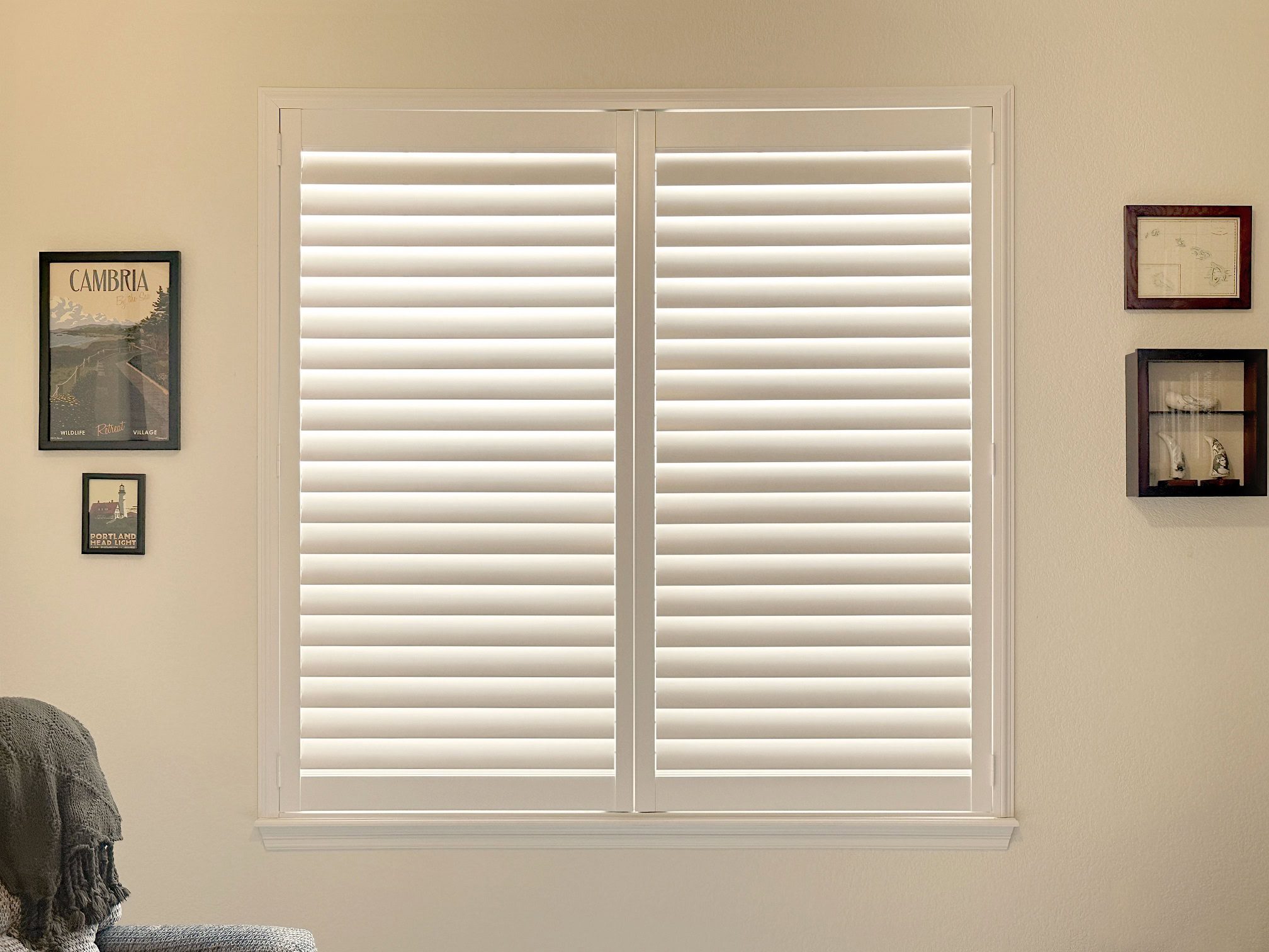 White Hunter Douglas shutters for home interior