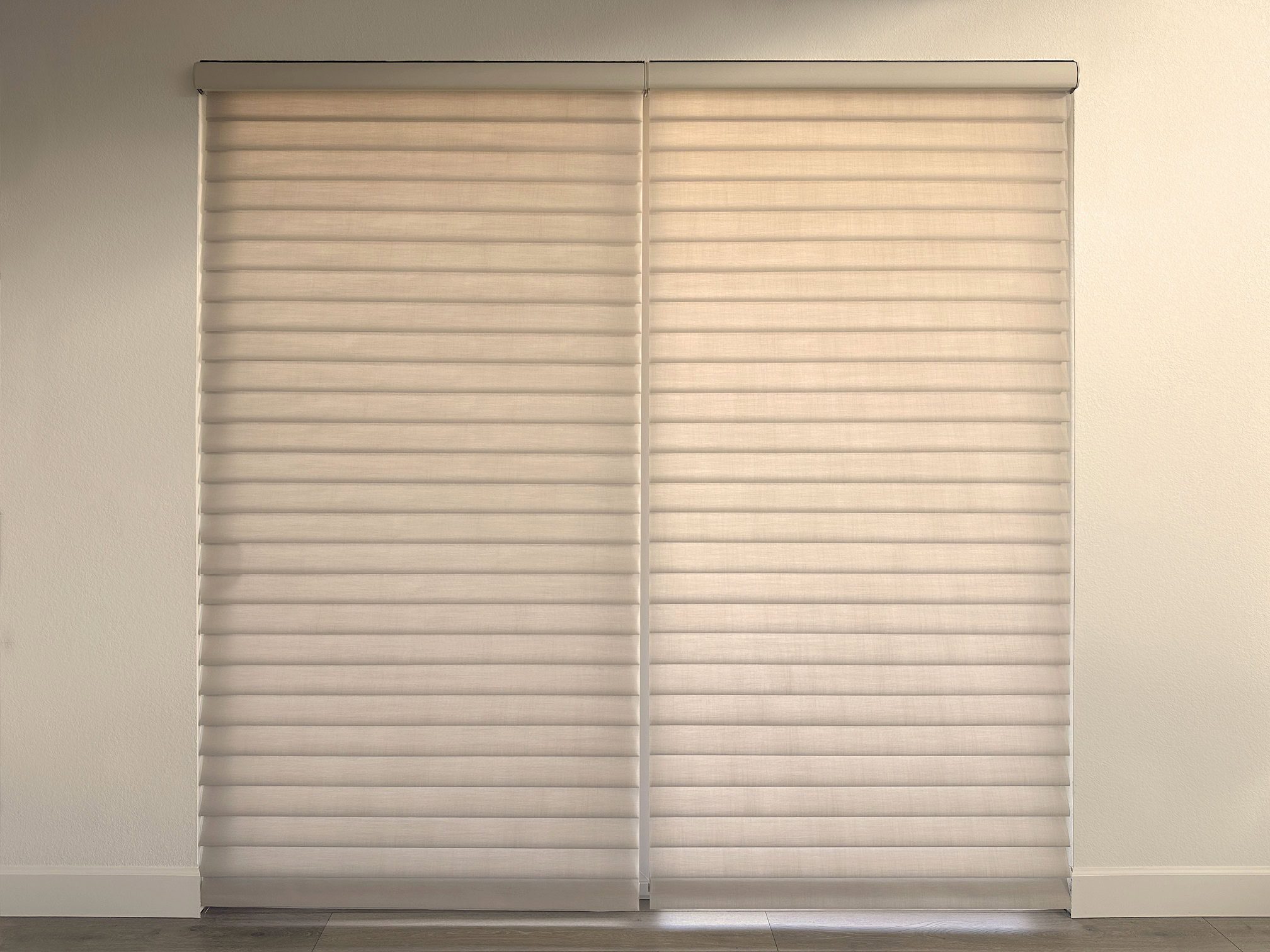 Hunter Douglas Silhouette Privacy Sheers with PowerView Automation and Light Filtering fabric installed in Fort Collins home