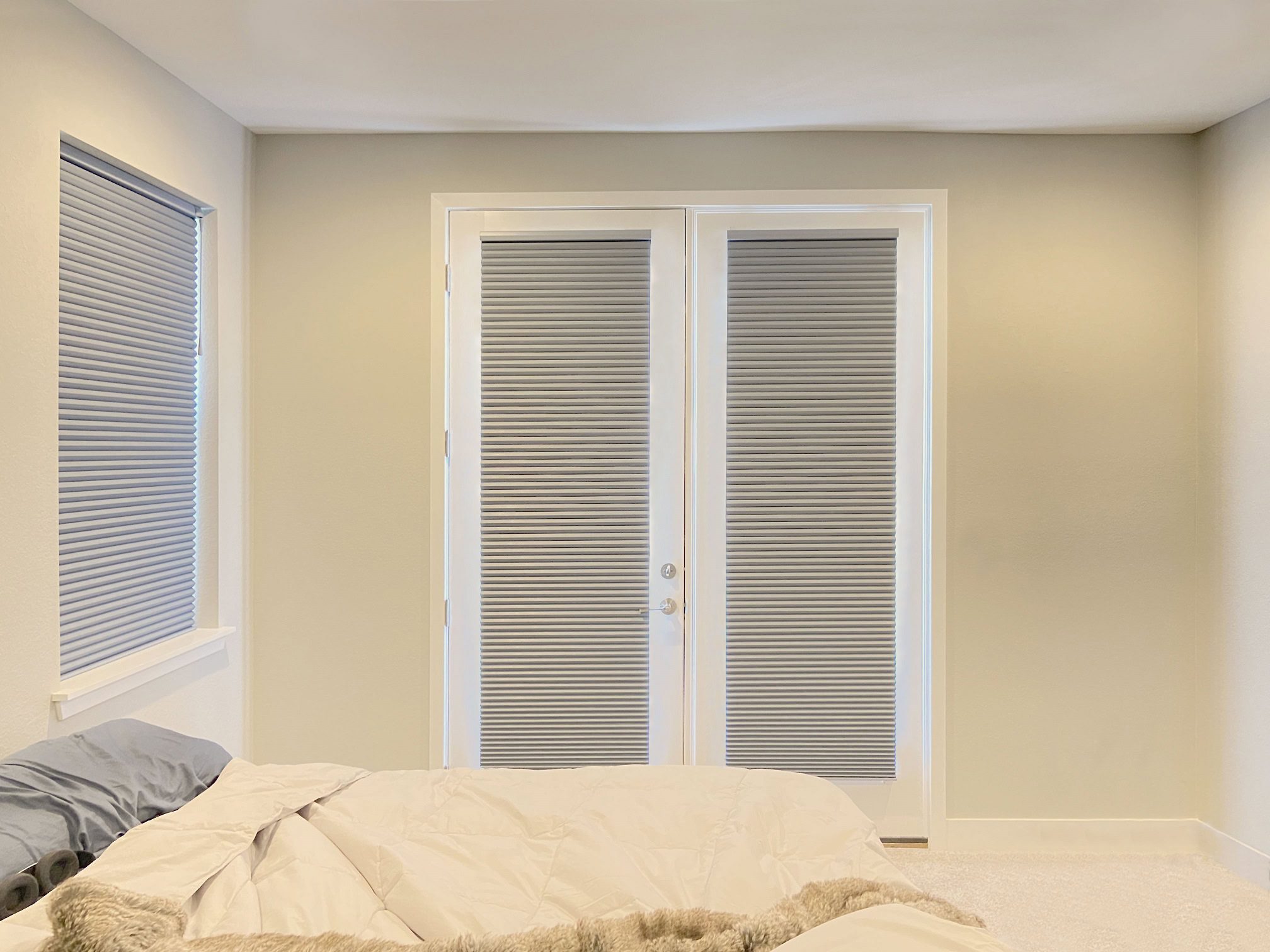Hunter Douglas Applause Cellular Shades with UltraGlide operation and room darkening fabric for French Doors in Colorado