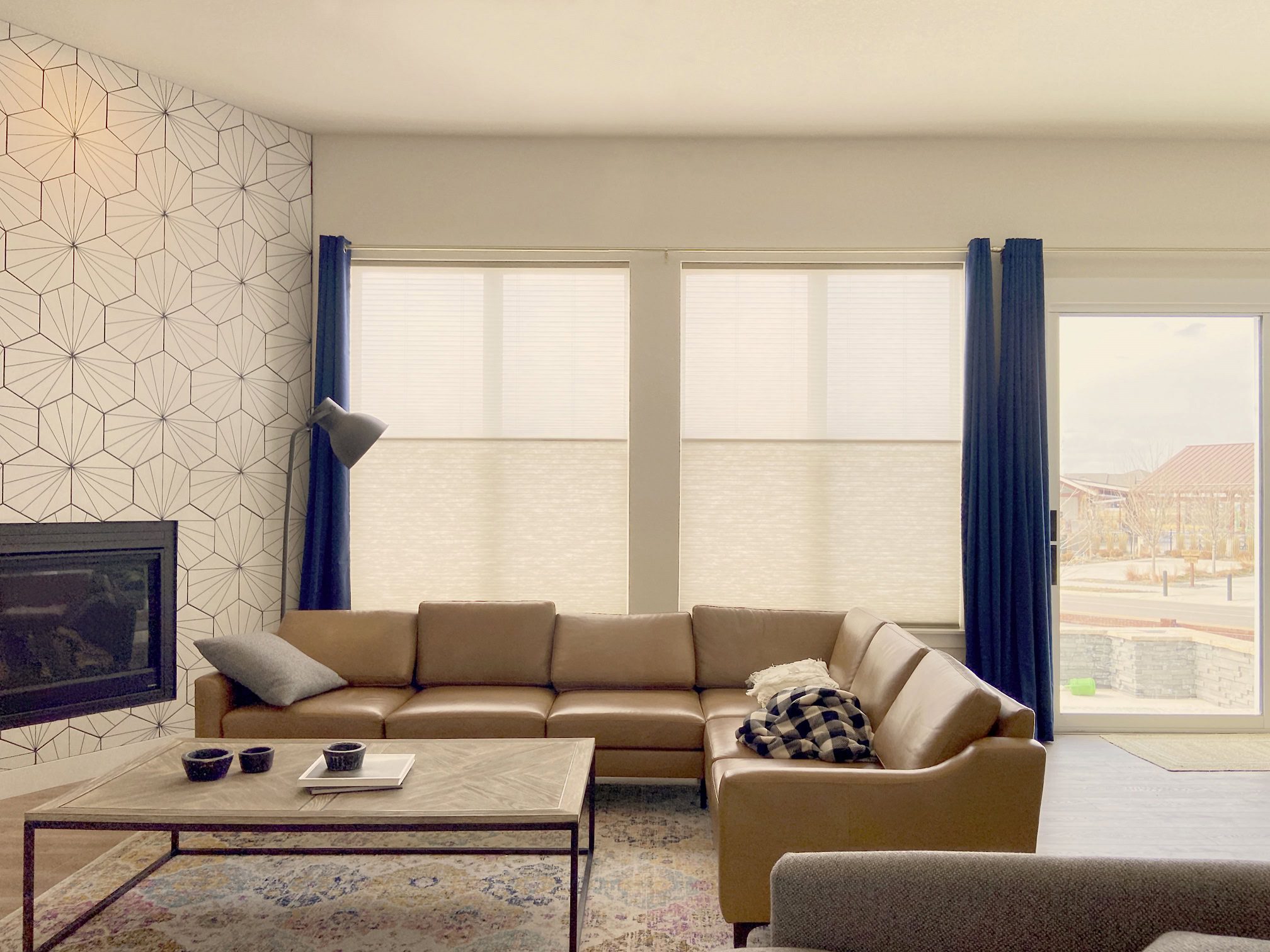 Hunter Douglas Applause Cellular Shades with PowerView Automation and Duolite light control system for Colorado home