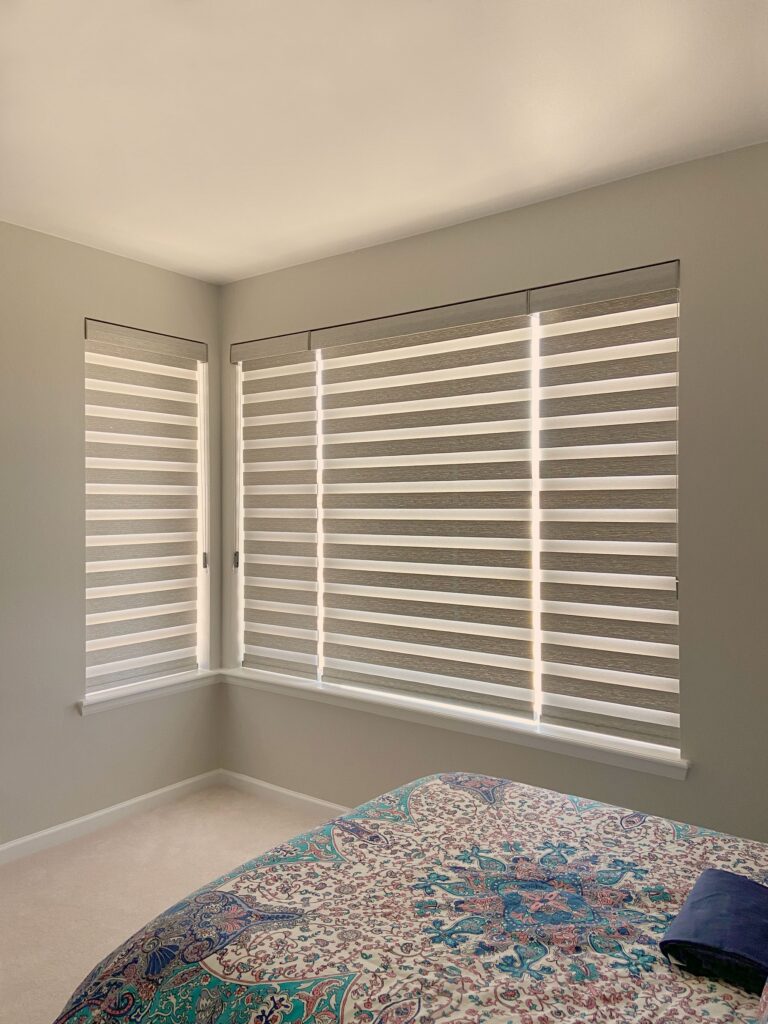 Hunter Douglas Designer Banded Shades with PowerView Automation, Custom Clutch, and Light Filtering fabric for Colorado homes