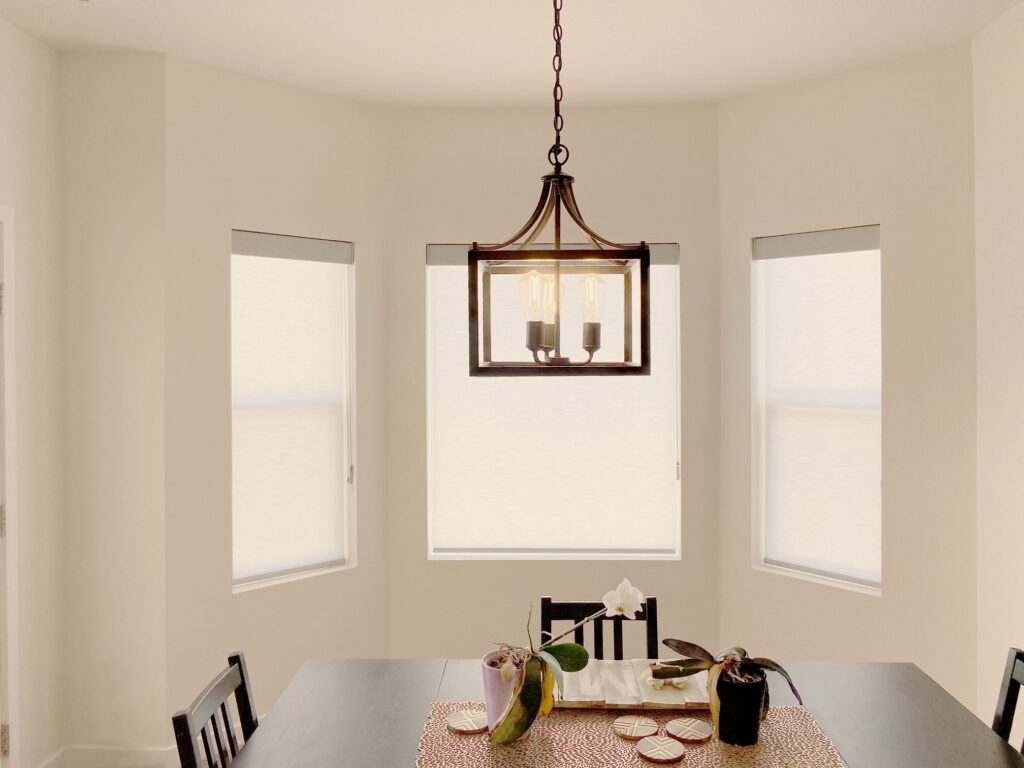 Hunter Douglas Designer Roller Shades with Custom Clutch operation and light filtering fabric for Colorado homes