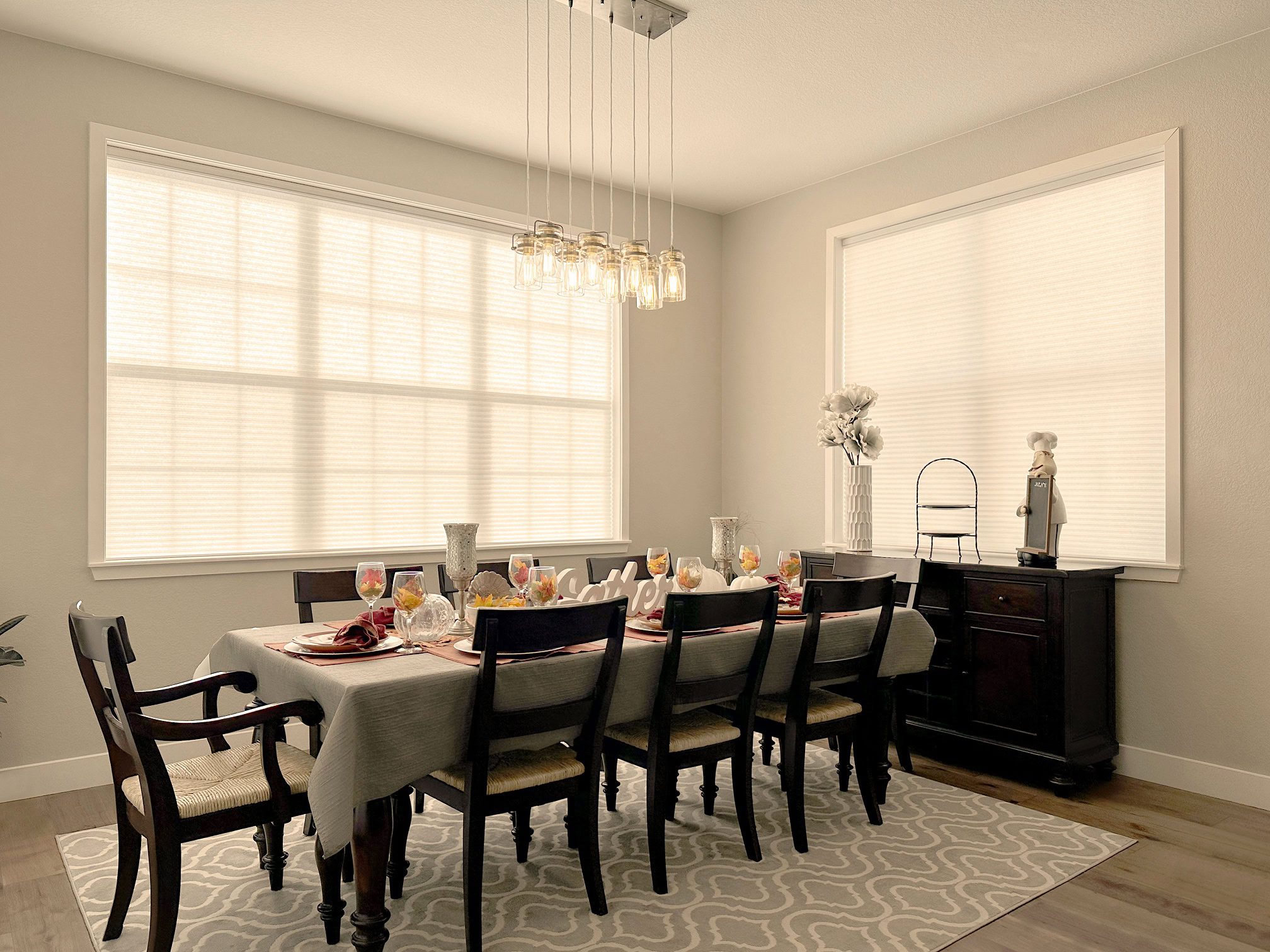 Energy-Efficient Hunter Douglas Duette Cellular Shades with PowerView Automation, Top-Down Bottom-Up operation, and Light Filtering fabric