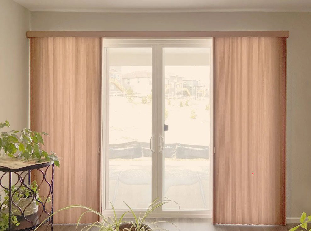 Hunter Douglas Duette VertiGlide shades for doors in Lakewood home