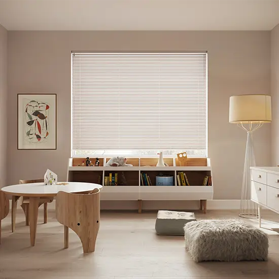 Hunter Douglas Modern Precious Metals Mini Blinds with SimpleLift cordless operating system for Colorado homes