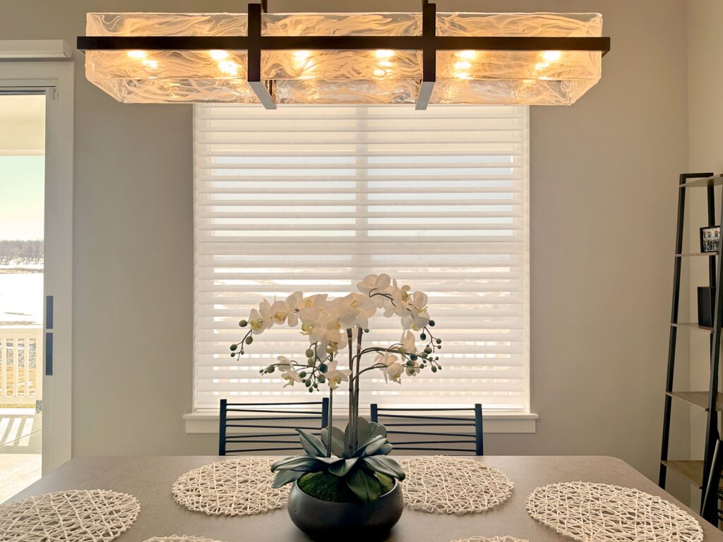 Hunter Douglas Nantucket Sheer Shades with Light Filtering fabric and PowerView Automation operation for Colorado home