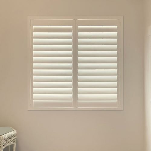 Hunter Douglas Palm Beach Polysatin Shutters with Hidden Tilt and Z Frame installed in Colorado homes