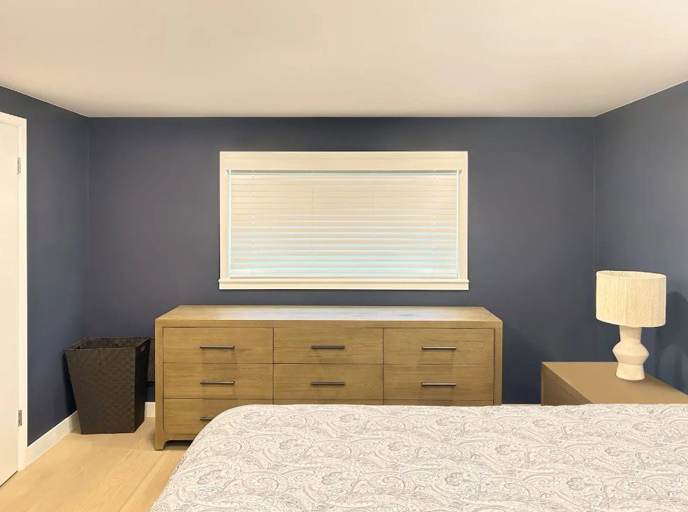 Hunter Douglas Parkland Natural Wood Blinds with Motorized operation in Lakewood home