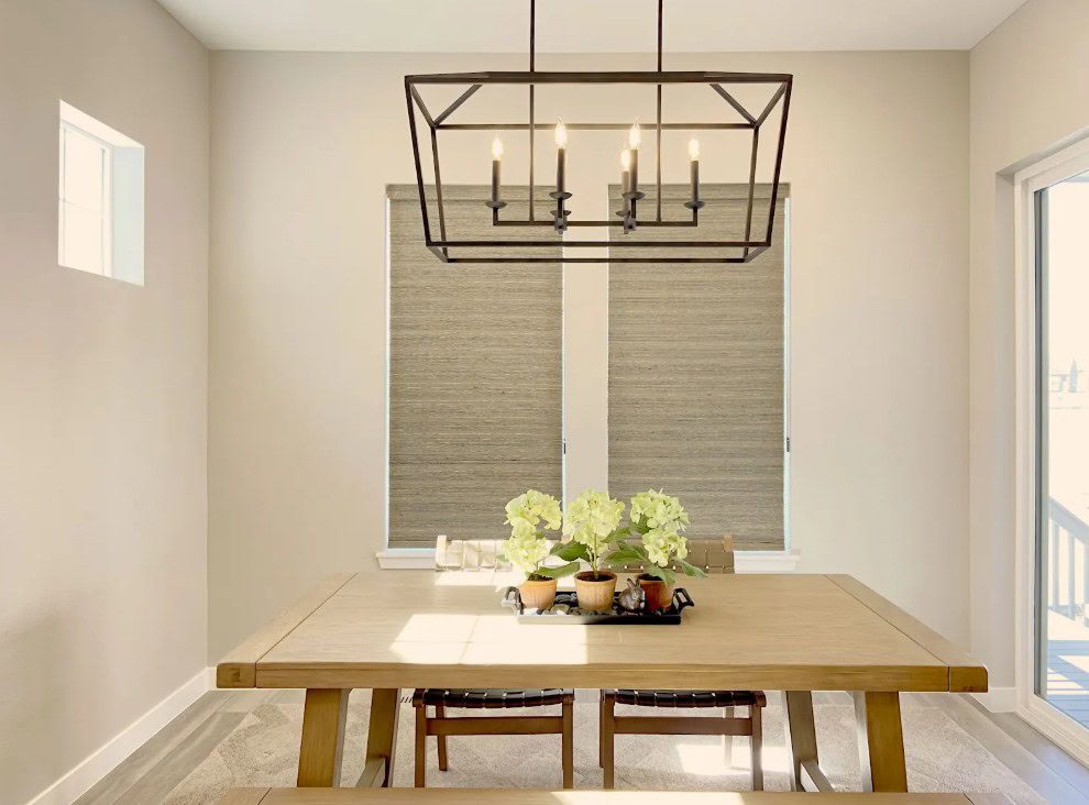 Hunter Douglas Provenance Woven Wood Shades with EasyRise operation in Lakewood home