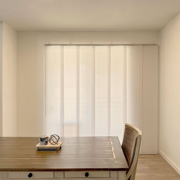 Hunter Douglas Skyline Panel-Track Blinds with Wand Control, Right Stack Vertical, and Light Filtering Fabric for Colorado Homes