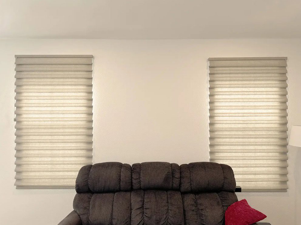 Hunter Douglas Vignette Roman Shades with UltraGlide operation in Lakewood home