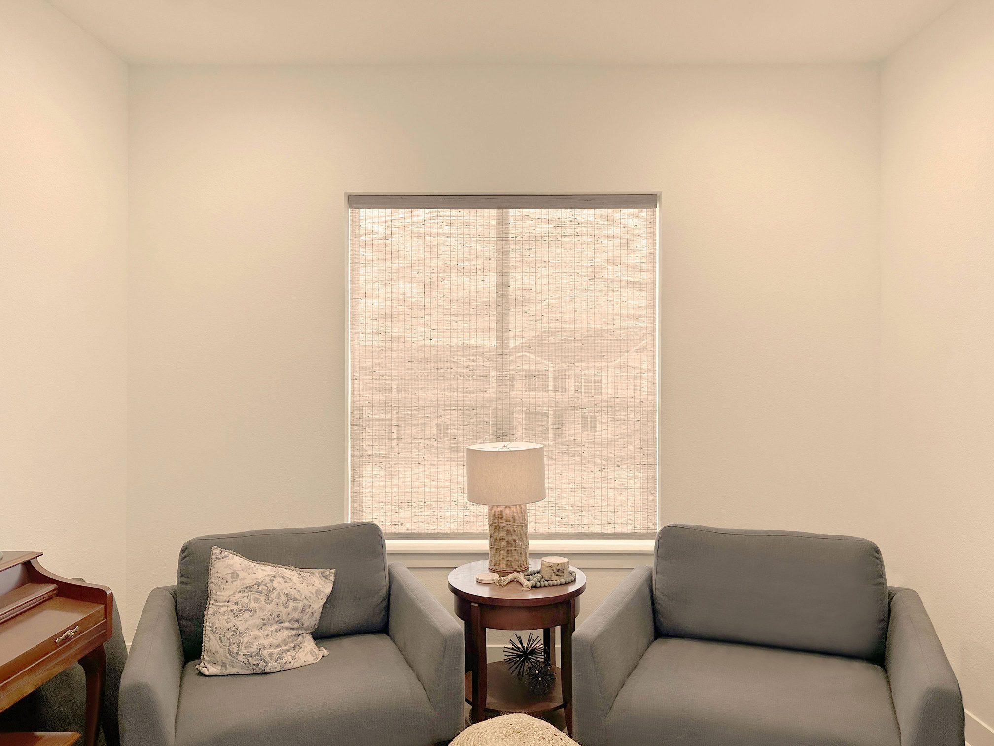 Hunter Douglas Provenance Woven Wood Shades with LiteRise and Light Filtering Fabric for Littleton home
