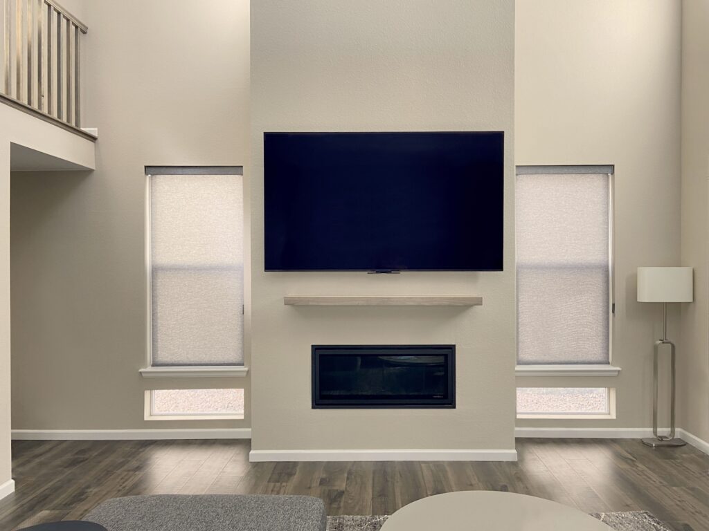 Hunter Douglas Designer Roller Shades with Custom Clutch operation in Thornton.