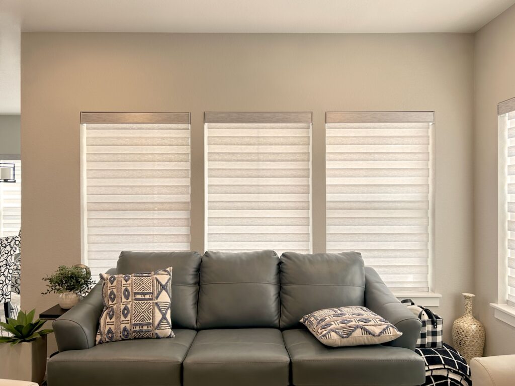 Cordless Hunter Douglas Designer Banded Shades for Colorado Living Room