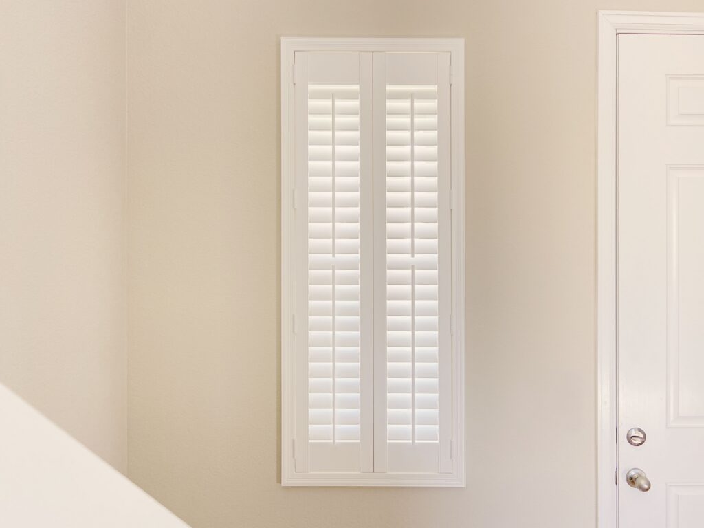 Hunter Douglas Palm Beach Polysatin Shutters for Narrow, Custom Window in Parker, CO Home