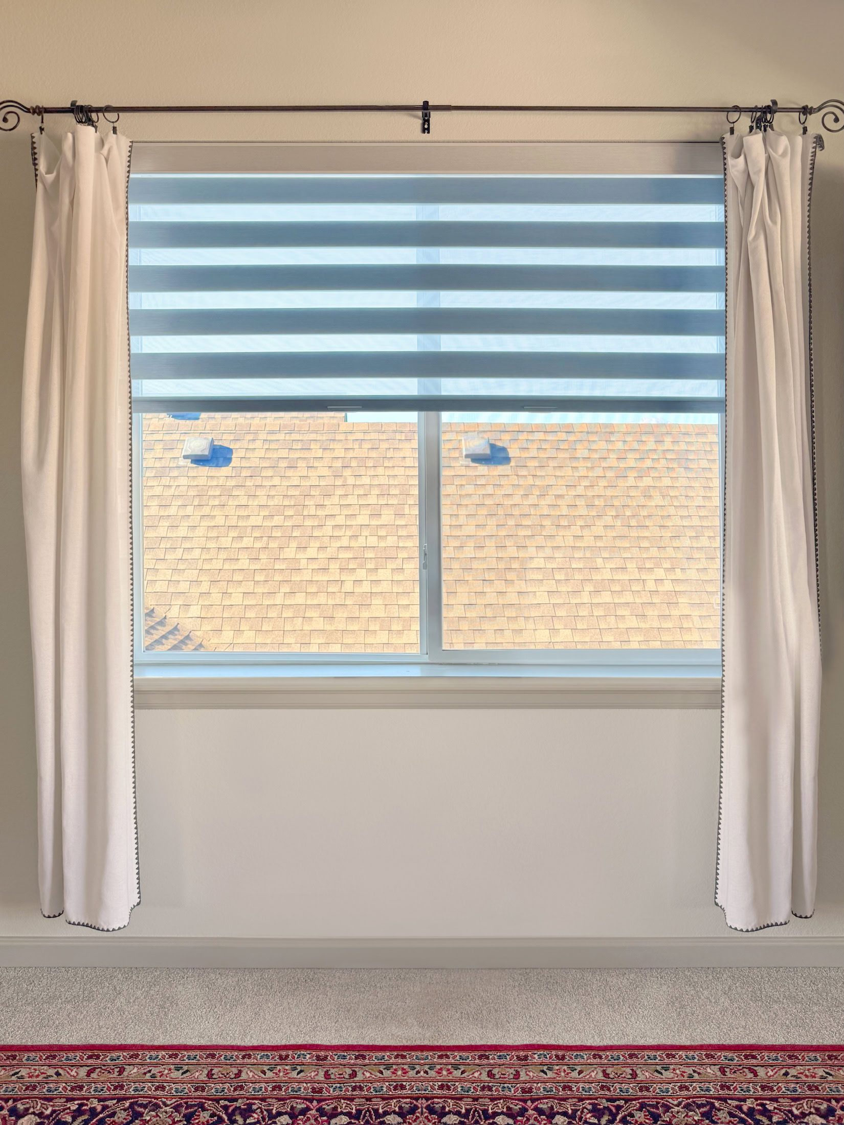 Hunter Douglas Designer Banded Shades with Curtains for Westminster Homes