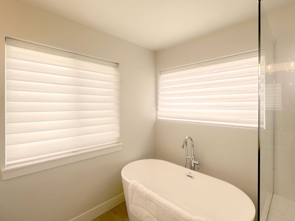 Hunter Douglas Vignette Roman Shades with LiteRise, Top-Down Bottom-Up, and Light Filtering Fabric for Westminster, Colorado Home