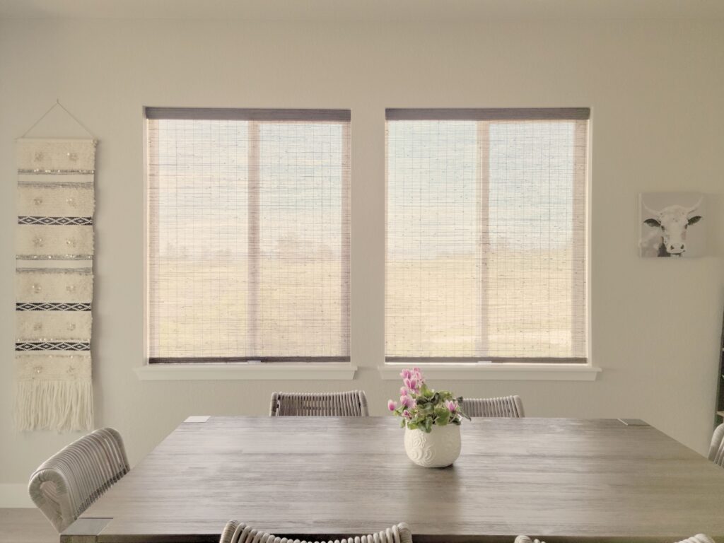 Hunter Douglas Provenance Woven Wood Shades for dining room in Greenwood Village