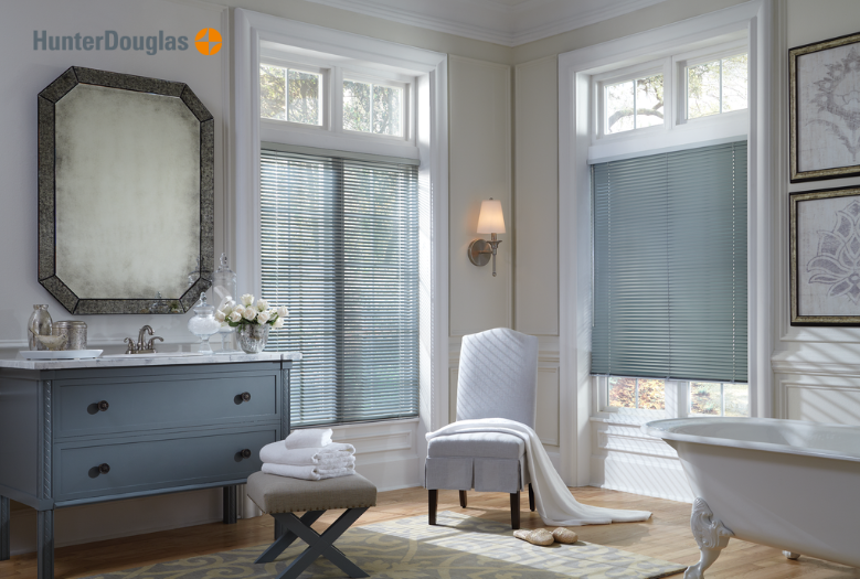Hunter Douglas Modern Precious Metals Mini Blinds for Colorado Bathroom