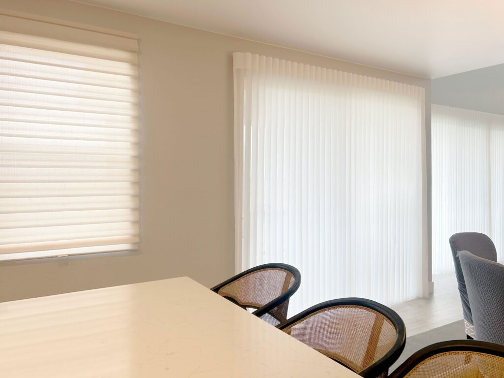 Hunter Douglas Vignette Roman Shades and Luminette Privacy Sheers for Lone Tree Home