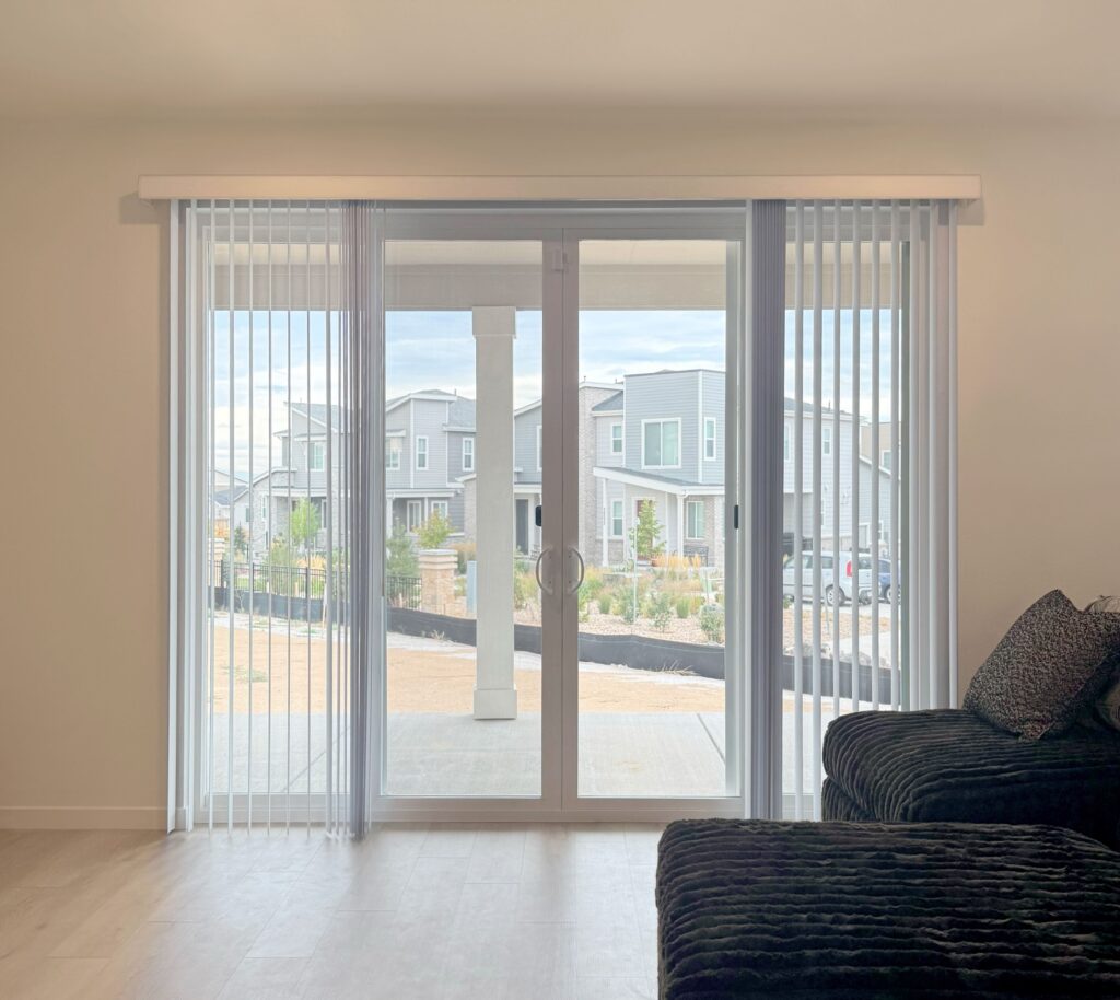 Hunter Douglas Vertical Solutions Vertical Blinds for Large Glass Patio Door in Arvada Home