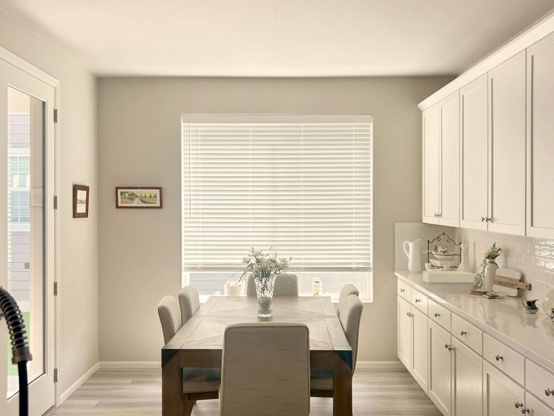 Hunter Douglas Parkland Natural Wood Blinds with SimpleLift installed in Colorado Springs home