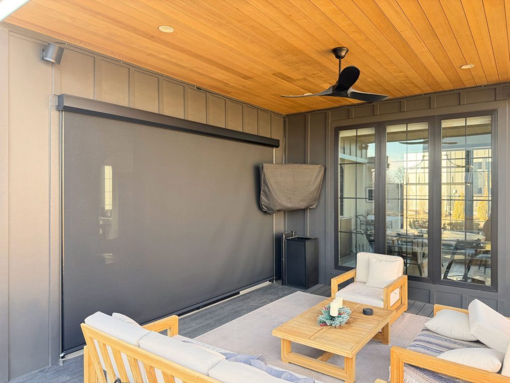 Smart Insolroll Patio Shades with Light Filtering Fabric